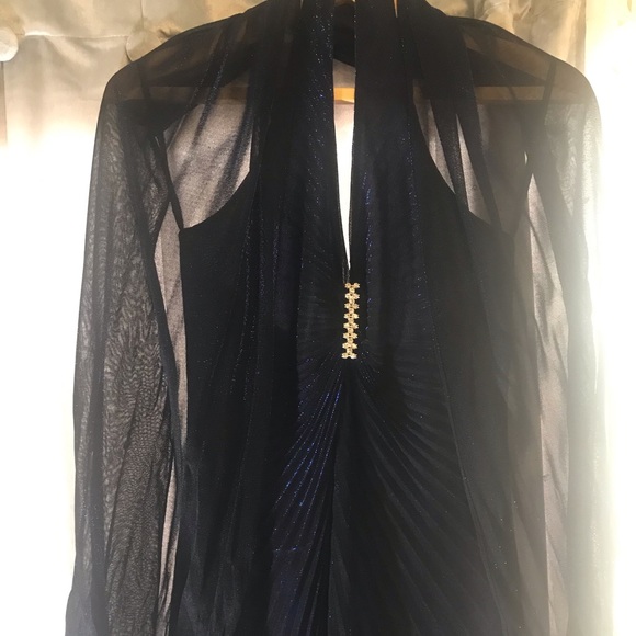 Deep Blue Shiny Prom Dress - Picture 4 of 7